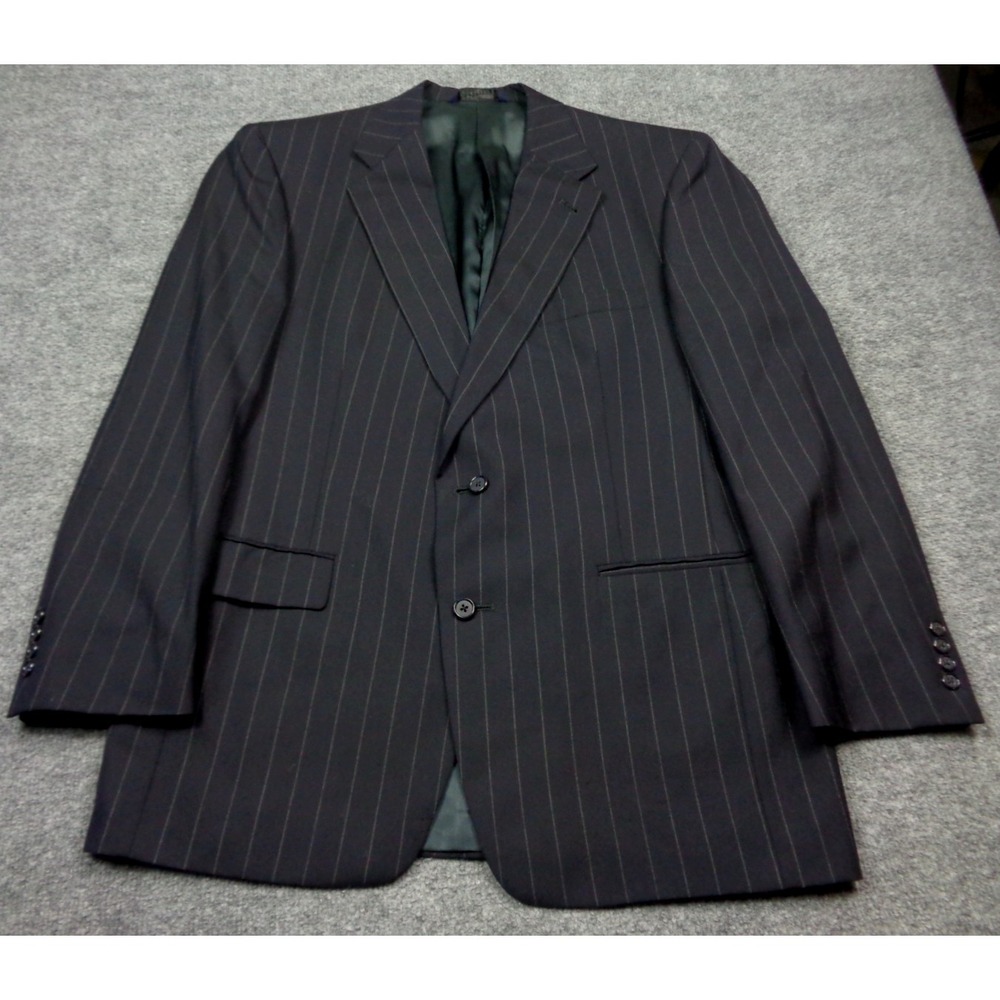 Burberry Virgin Wool Navy Blazer Size 42R Mens Jacket Pinstripe - Picture 1 of 15